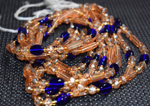African waist beads Blue/Gold