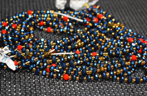 African Waist Beads Red blue Gold