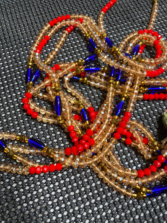 African waist beads Blue/Red